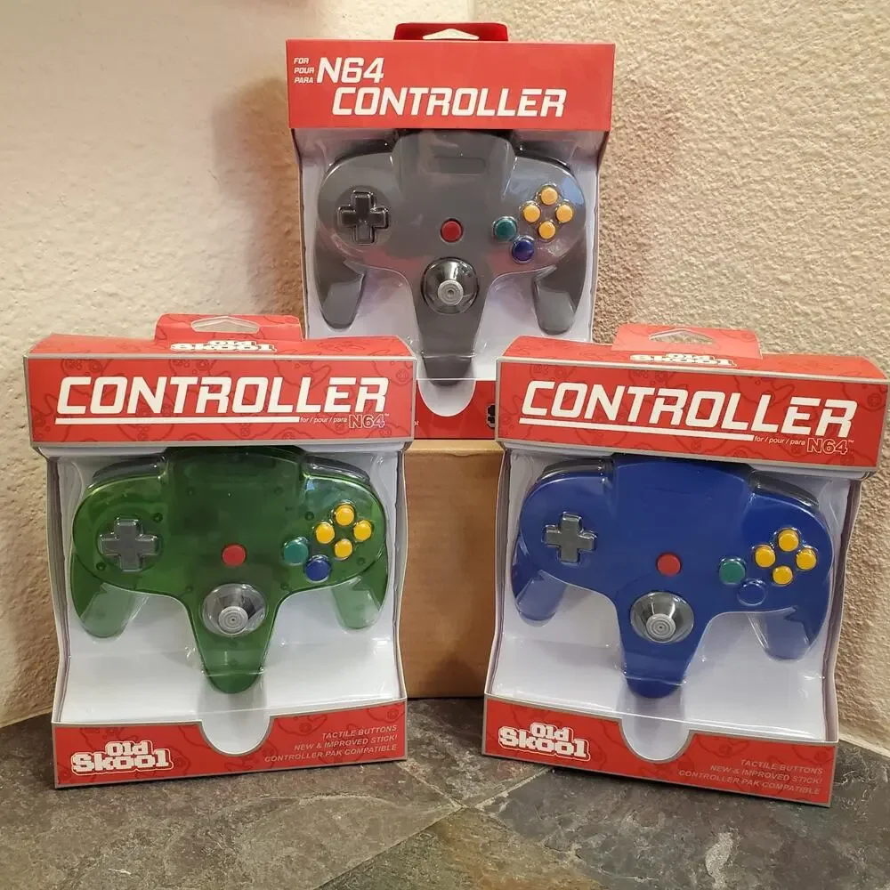 3 N64 Controllers - 3 Colors Bundle (NEW) - Blue Jungle Green Grey - Nintendo64